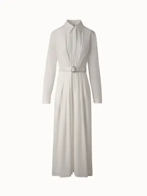 Belted Long Sleeve Shirt Dress in Cotton Voile 