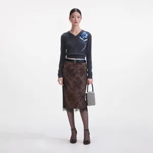 Black Lace Midi Skirt Self Portrait