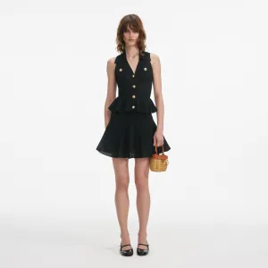 Black Pointelle Knit Mini Dress Self Portrait