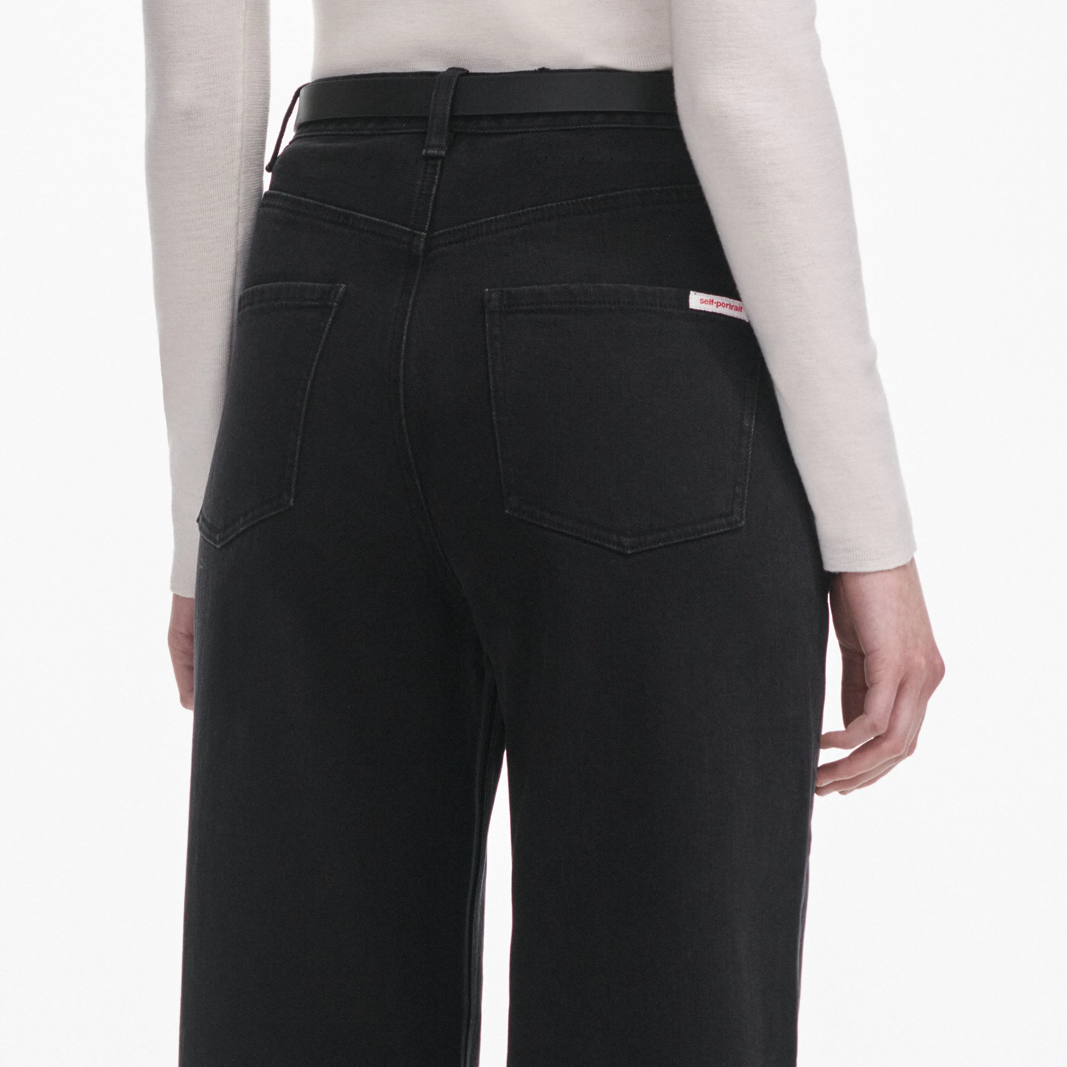 Black Straight Leg Jeans Self Portrait
