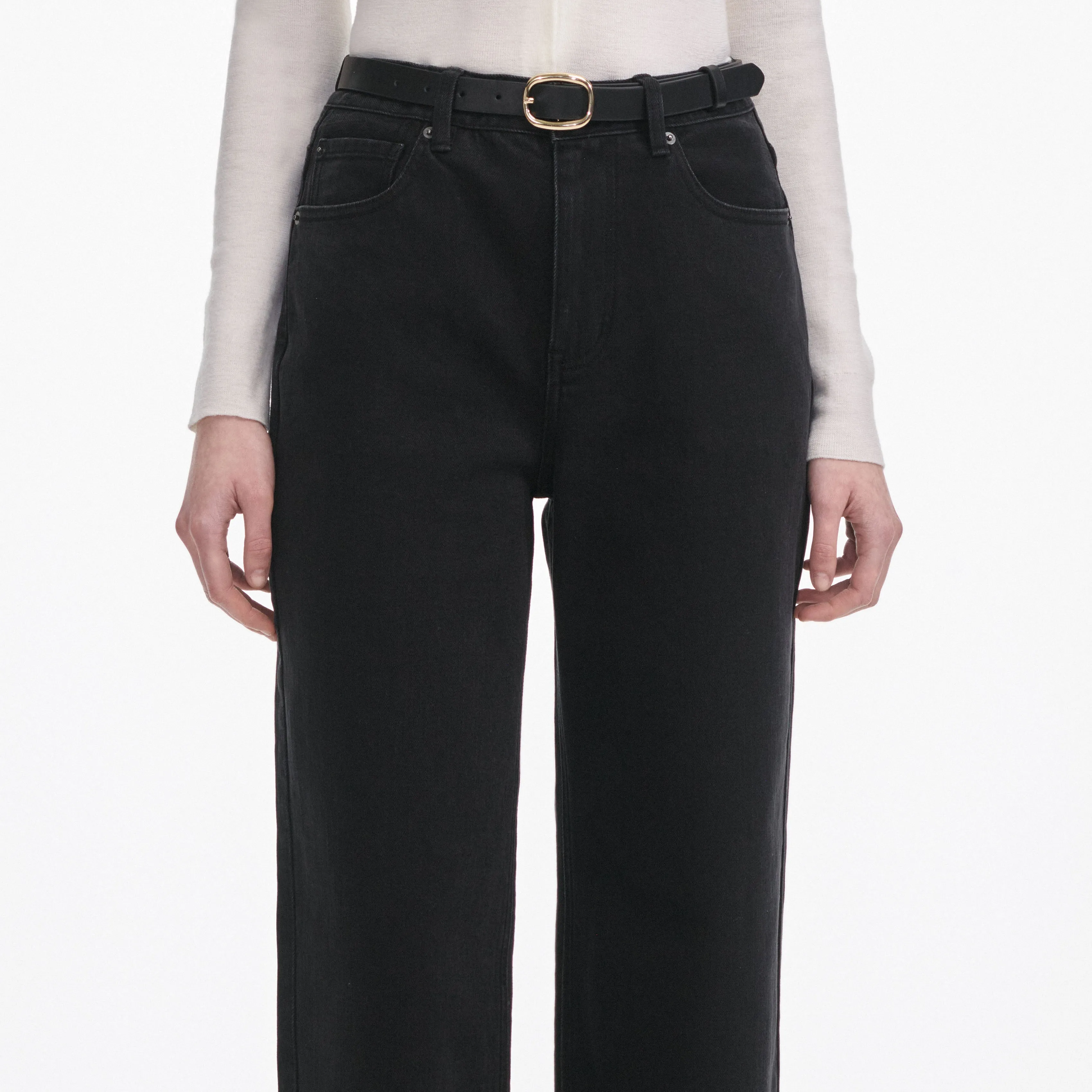 Black Straight Leg Jeans Self Portrait
