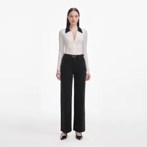 Black Straight Leg Jeans Self Portrait