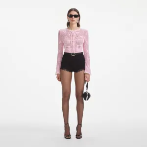 Black Stretch Crepe Lace Short Self Portrait