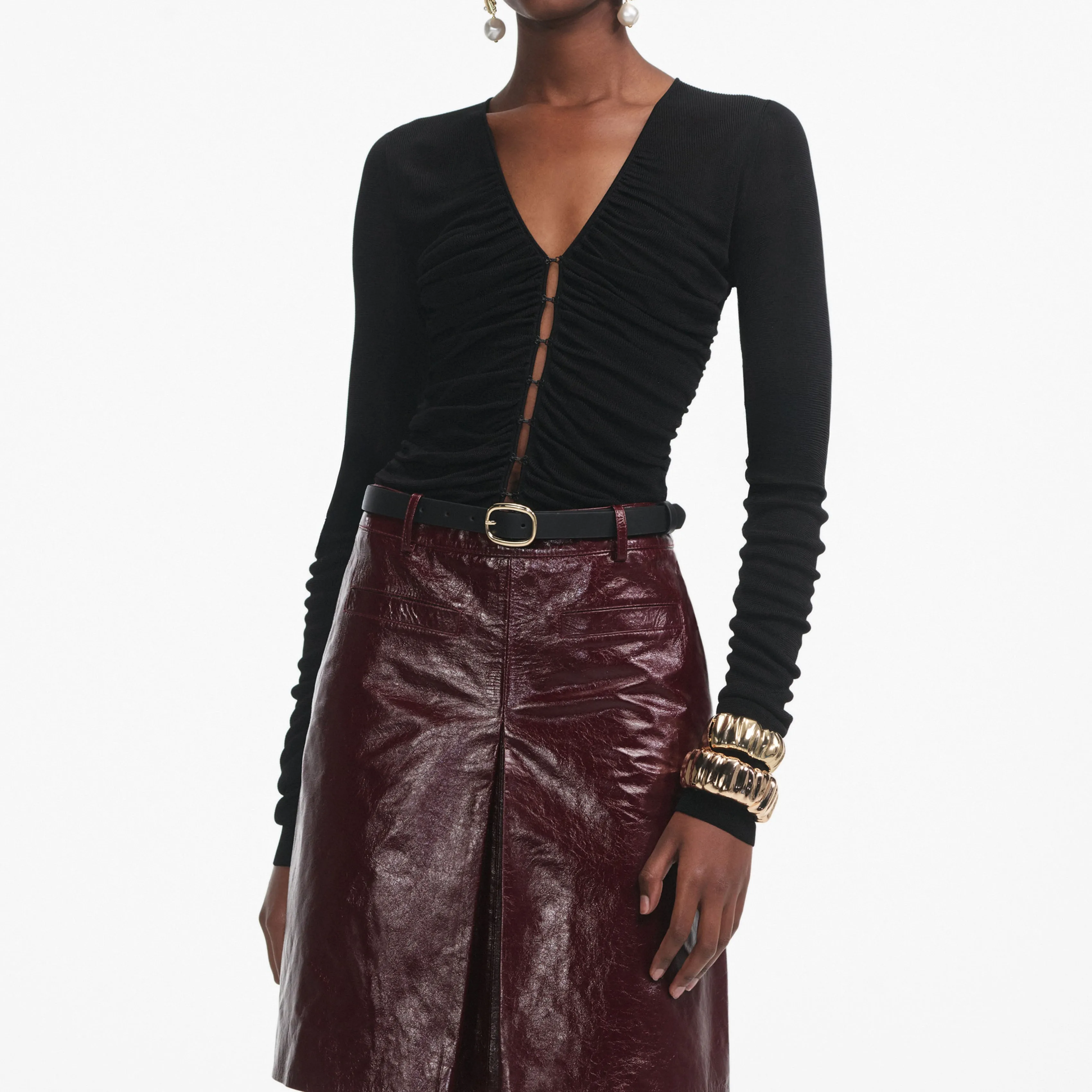 Black Viscose Knit Top Self Portrait
