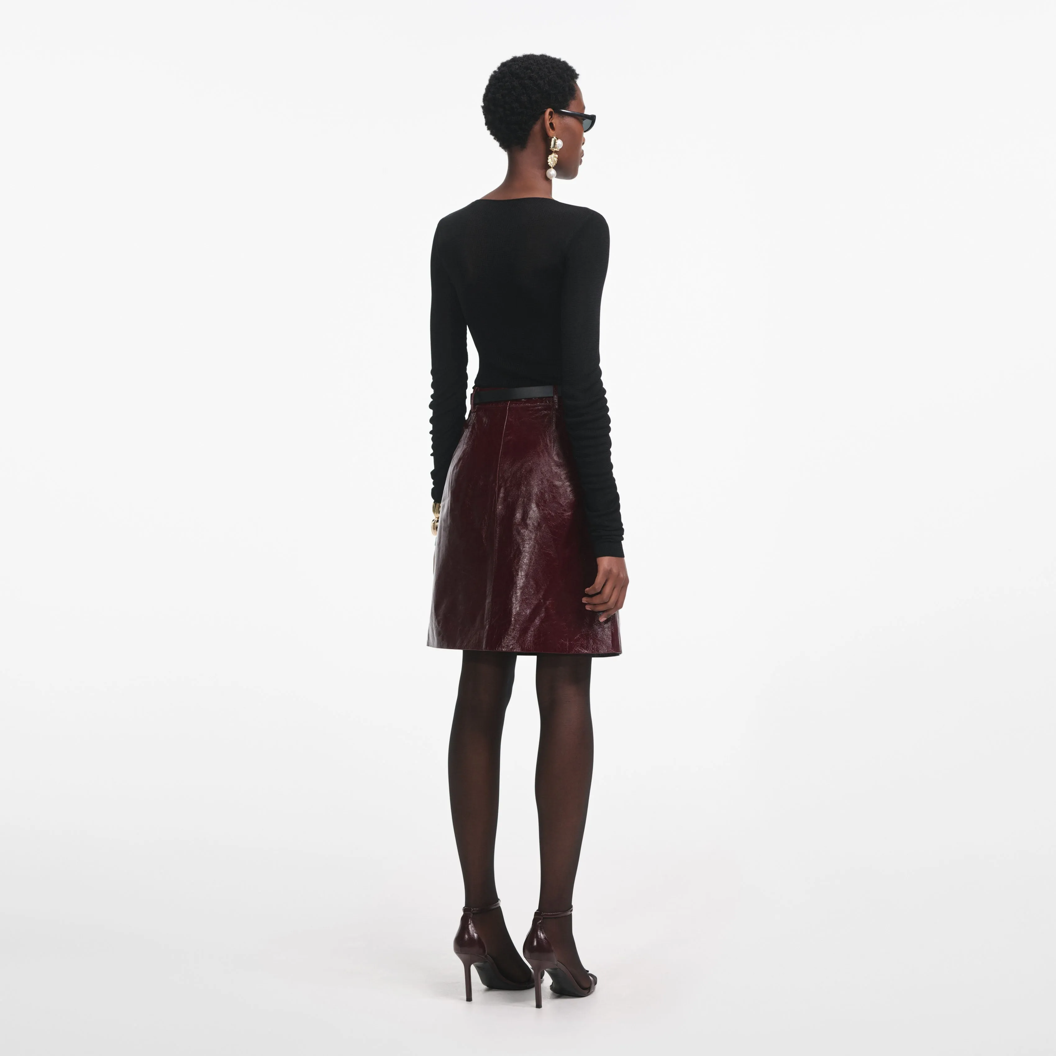 Black Viscose Knit Top Self Portrait