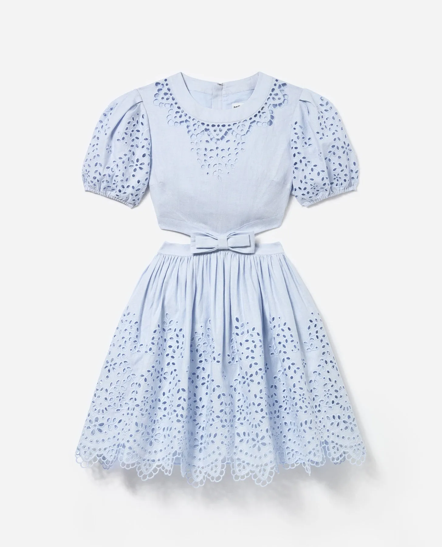 Blue Embroidered Linen Mini Dress Self Portrait