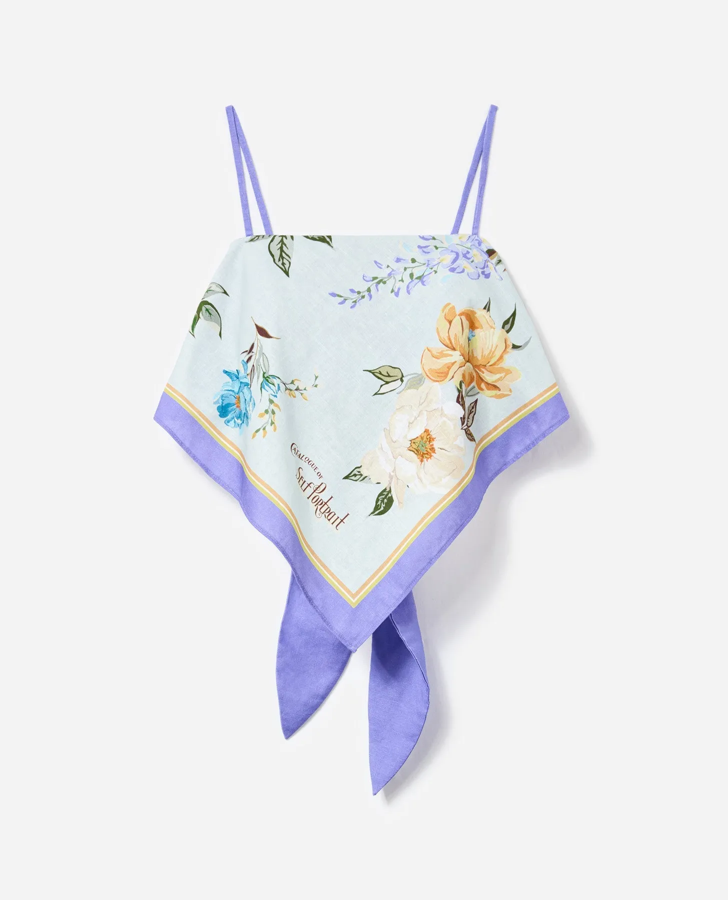 Blue Floral Linen Top Self Portrait