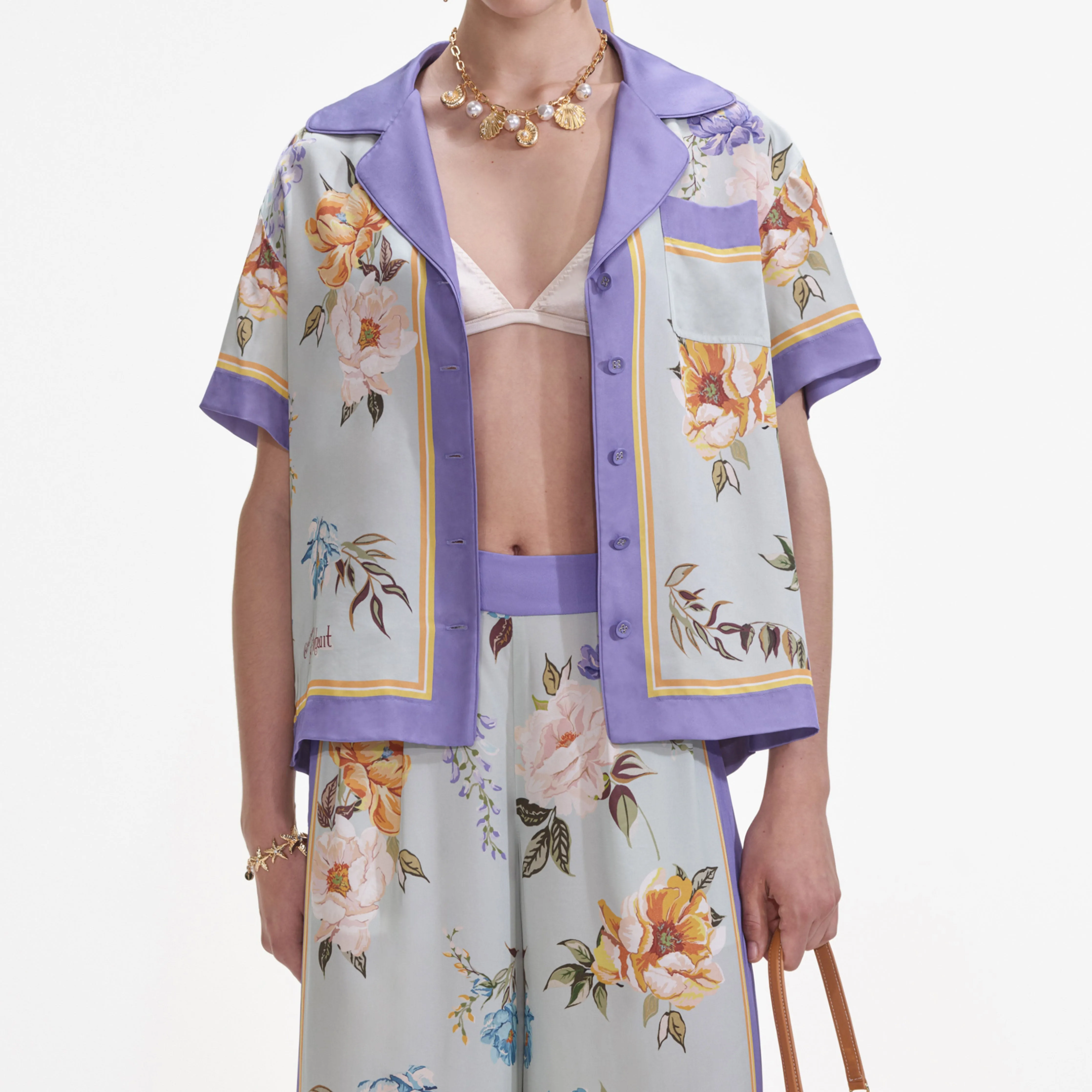 Blue Floral Viscose Shirt Self Portrait