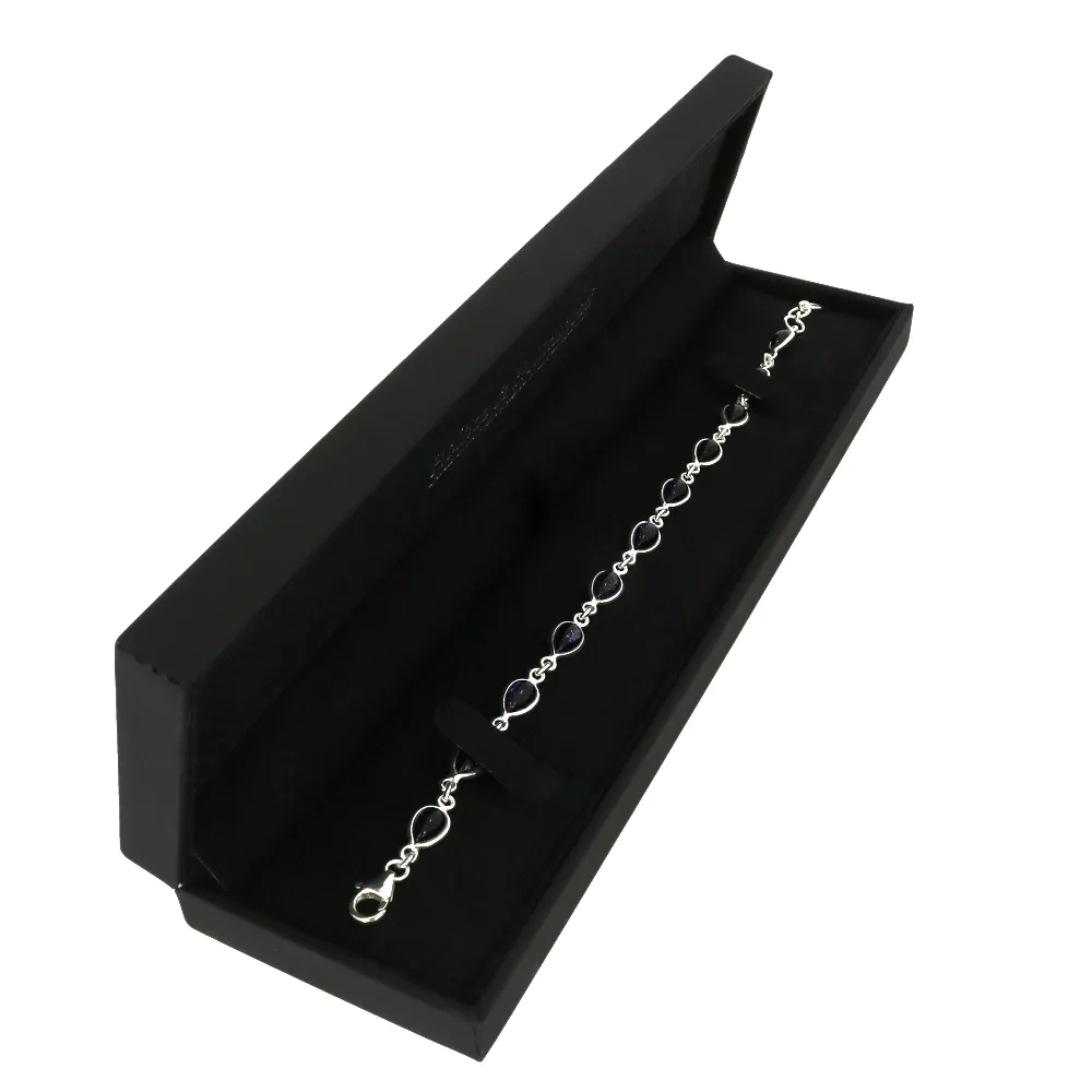 Blue Goldstone Sterling Silver Teardrop Bracelet