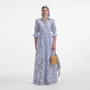 Blue Lace Collared Maxi Dress Self Portrait
