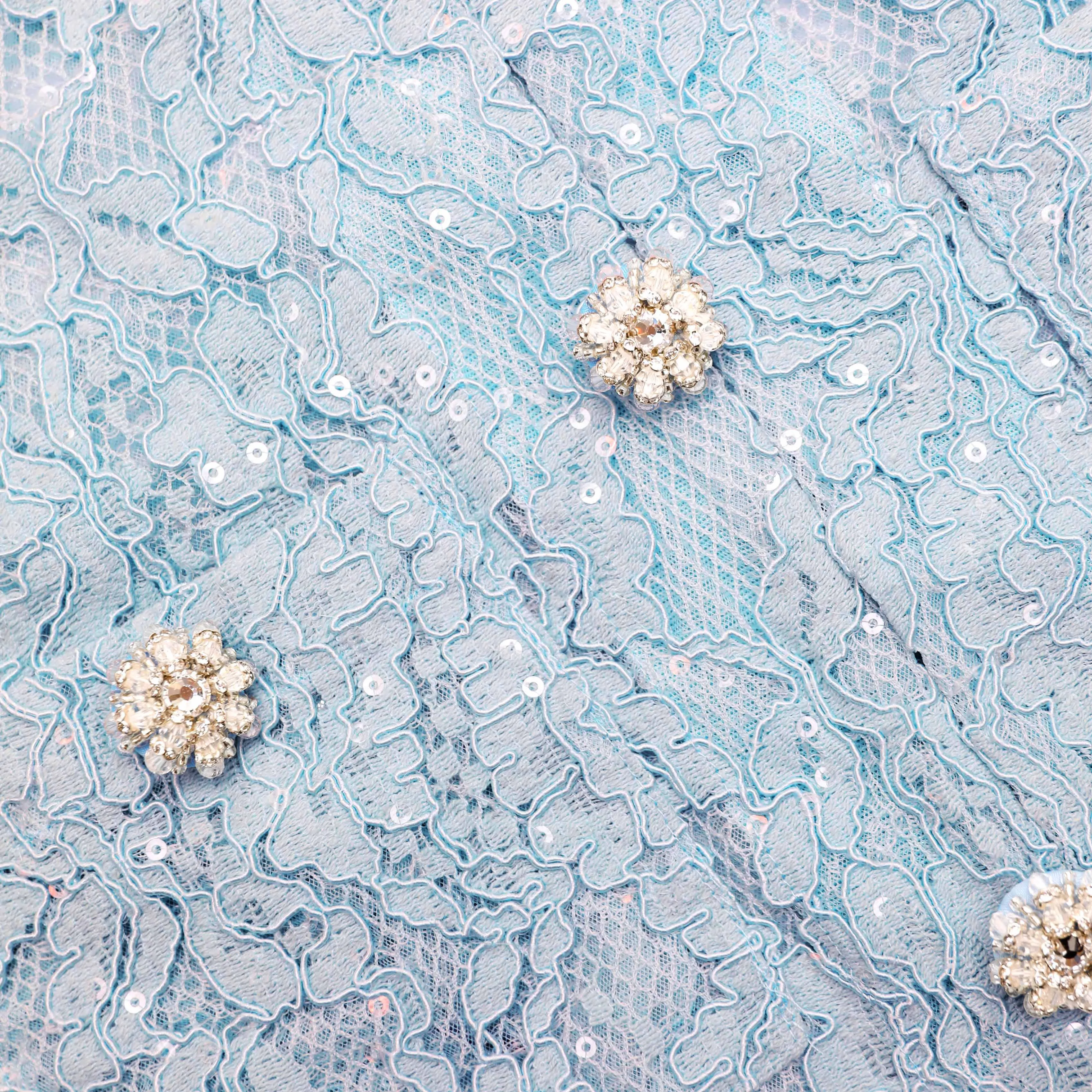 Blue Lace Embellished Top Self Portrait