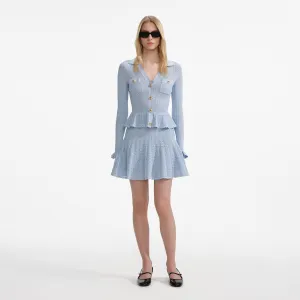 Blue Pointelle Knit Mini Dress Self Portrait