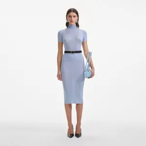 Blue Viscose Knit Midi Skirt Self Portrait
