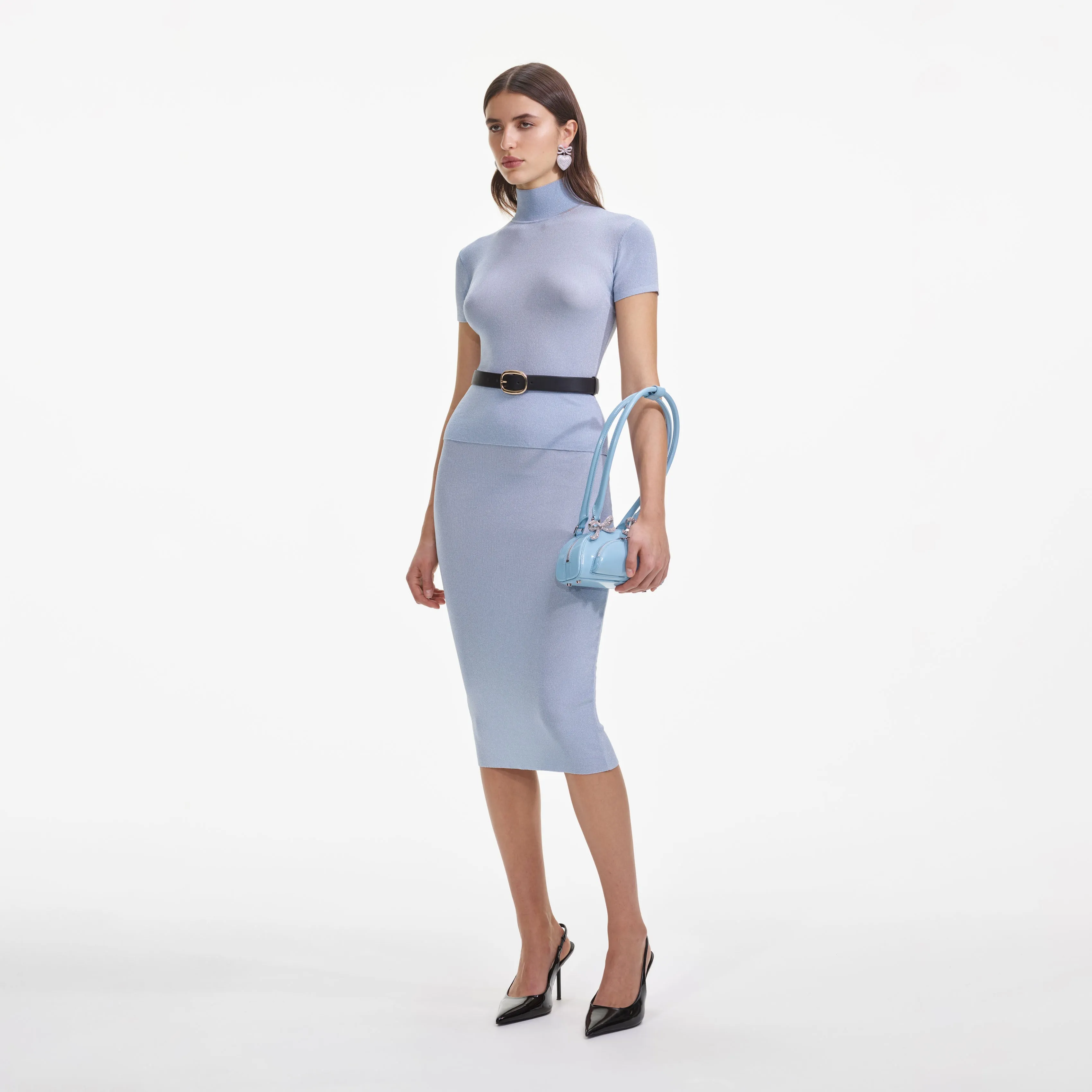 Blue Viscose Knit Midi Skirt Self Portrait