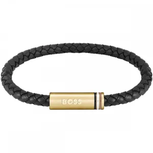 Boss Jewellery Mens Ares Leather Braided Bracelet 1580624