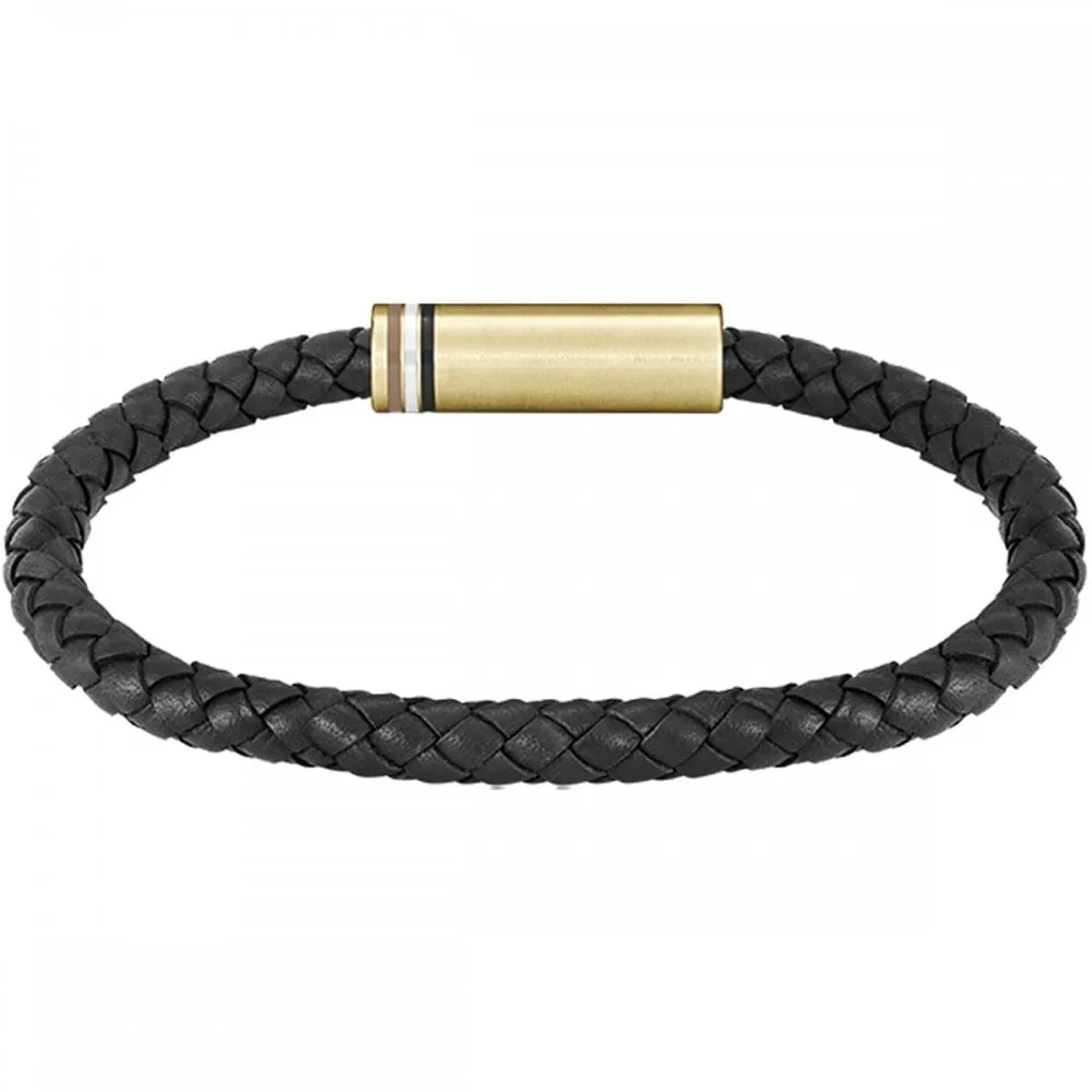 Boss Jewellery Mens Ares Leather Braided Bracelet 1580624