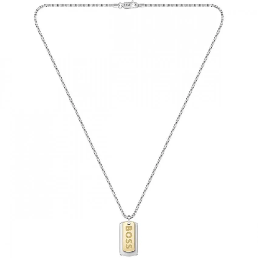 Boss Jewellery Mens Two Tone Dog Tag Necklace 1580576