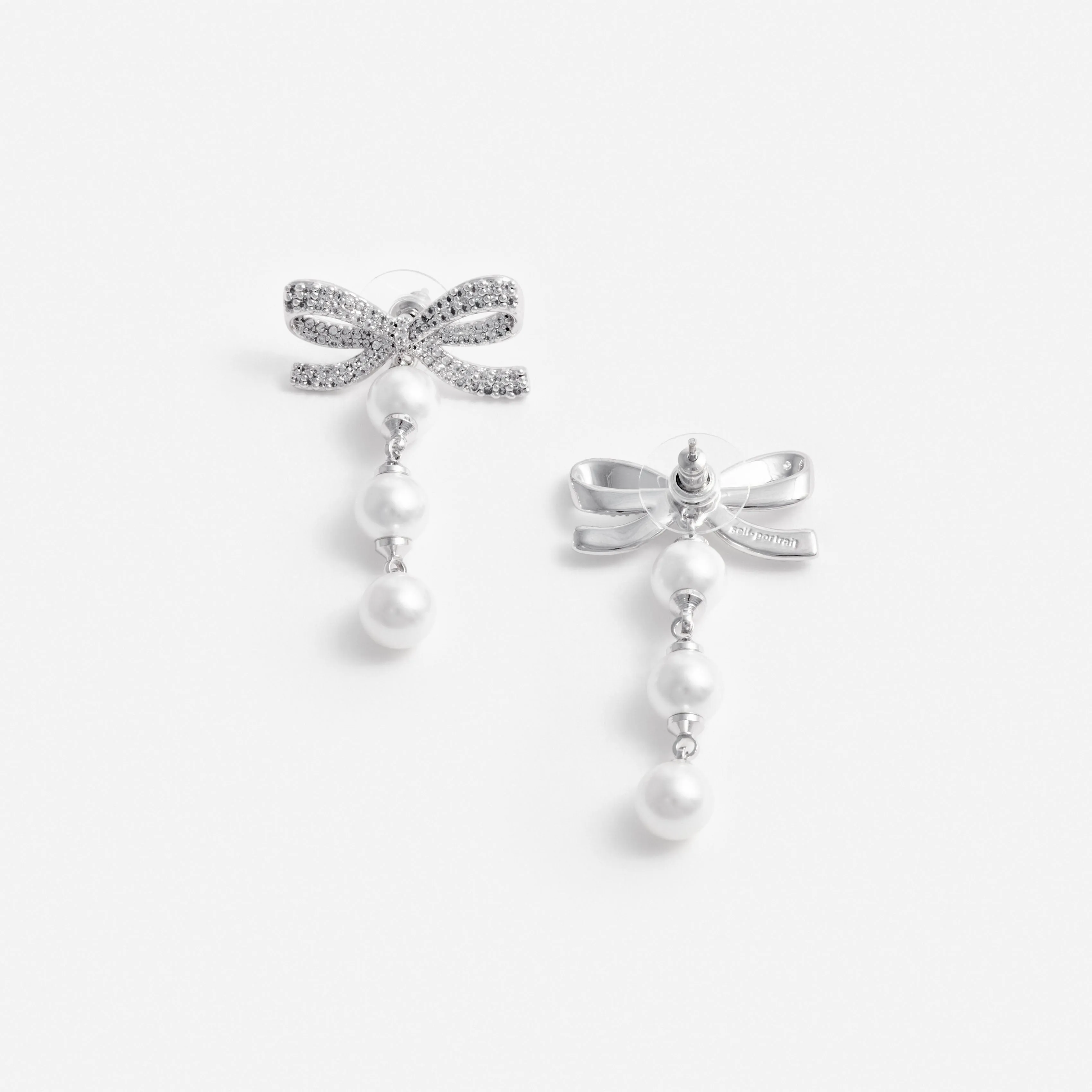 Bow Tiered Pearl Earrings Self Portrait