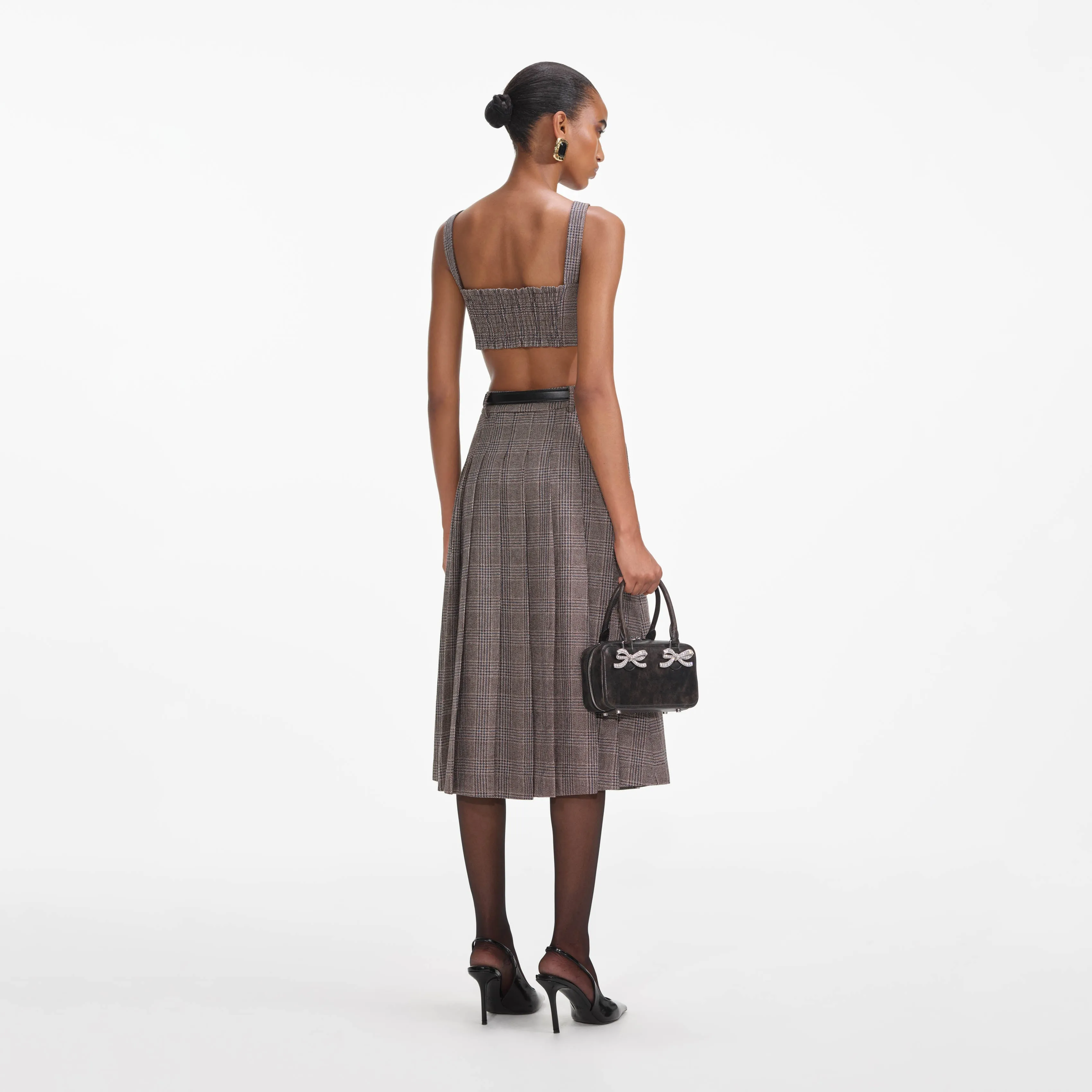 Brown Check Crop Top Self Portrait