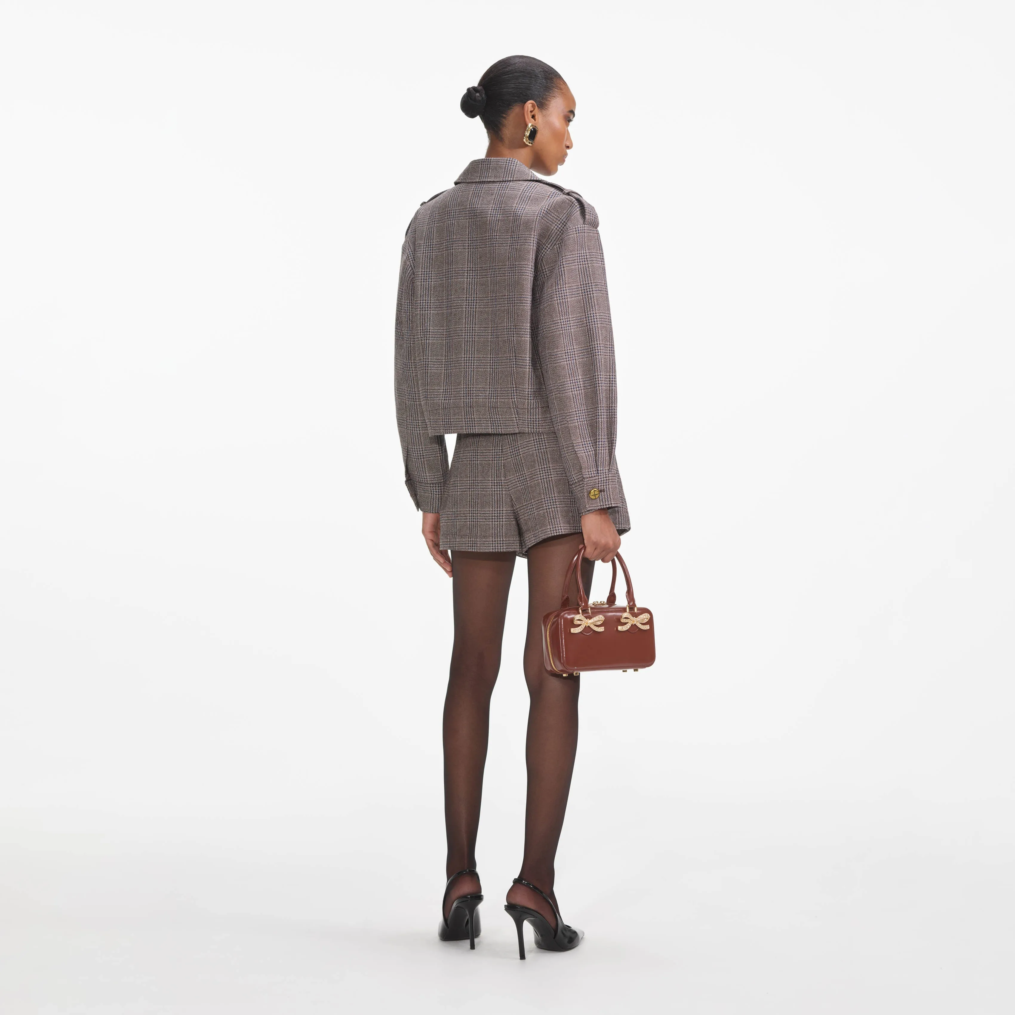 Brown Check Mini Skort Self Portrait