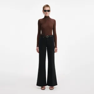 Brown Metallic Viscose Knit Top Self Portrait