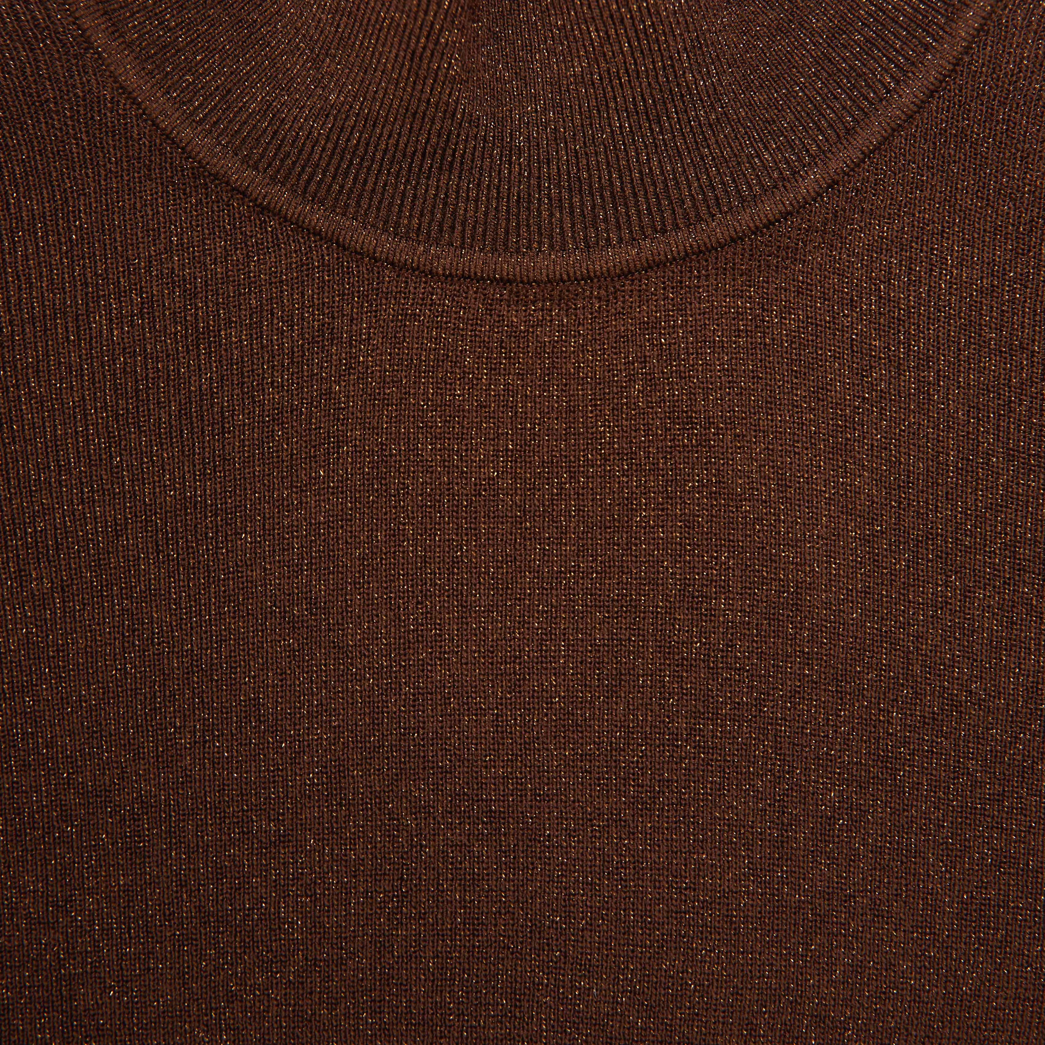 Brown Metallic Viscose Knit Top Self Portrait