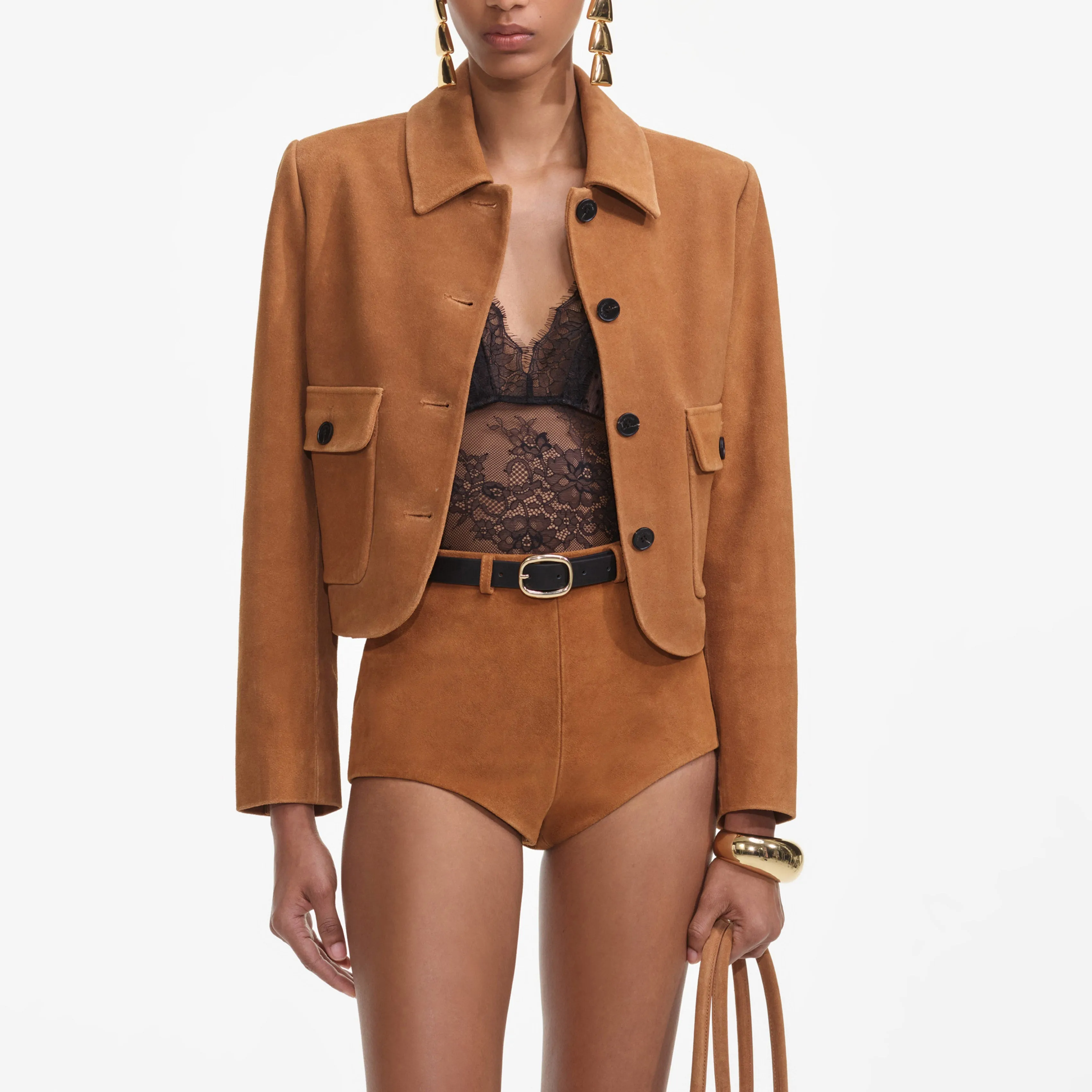 Brown Suede Shorts Self Portrait
