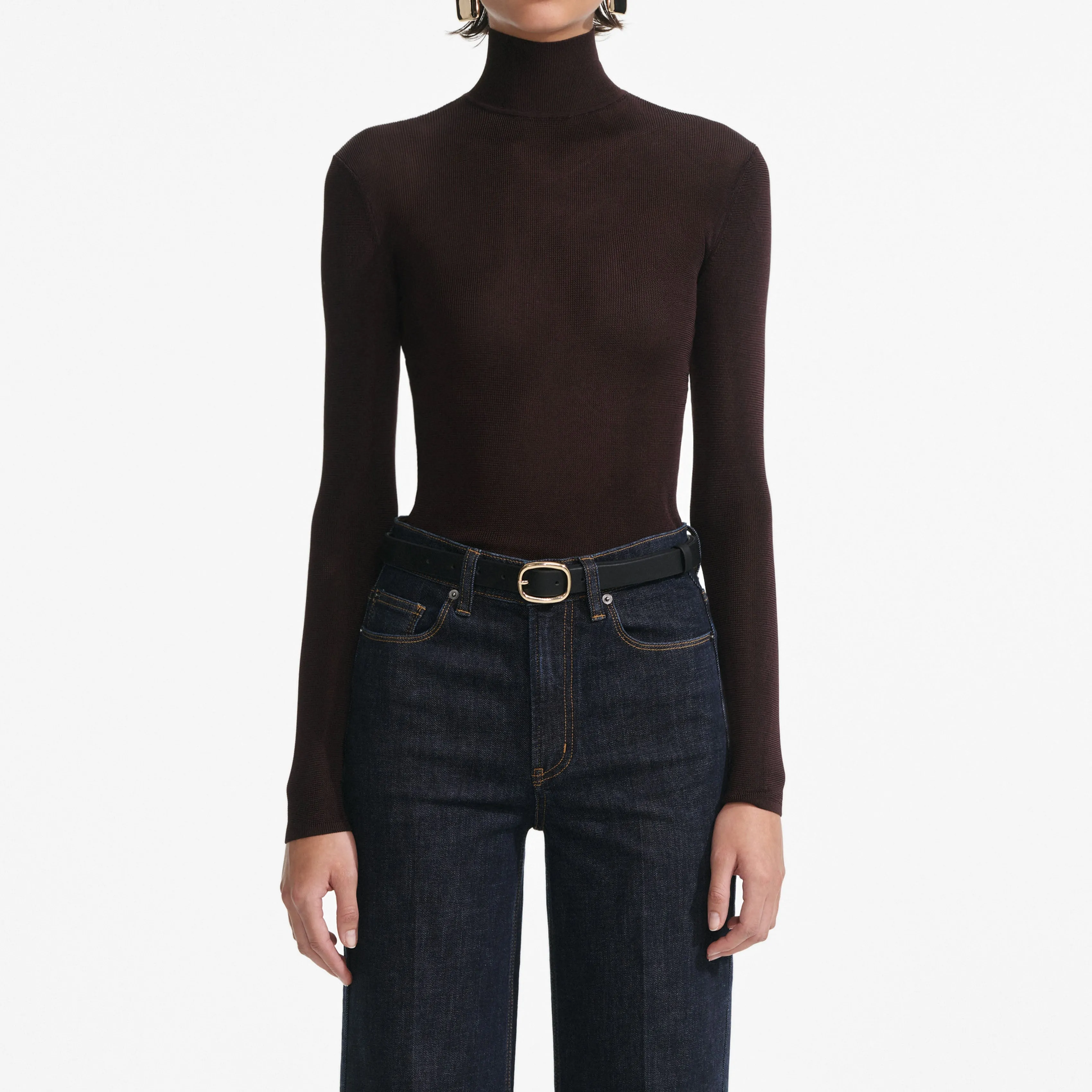 Brown Viscose Knit Top Self Portrait
