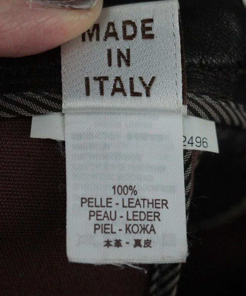 Brunello Cucinelli Brown Leather Pants sz 4
