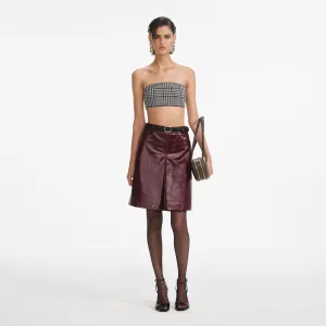 Burgundy Leather  Mini Skirt Self Portrait