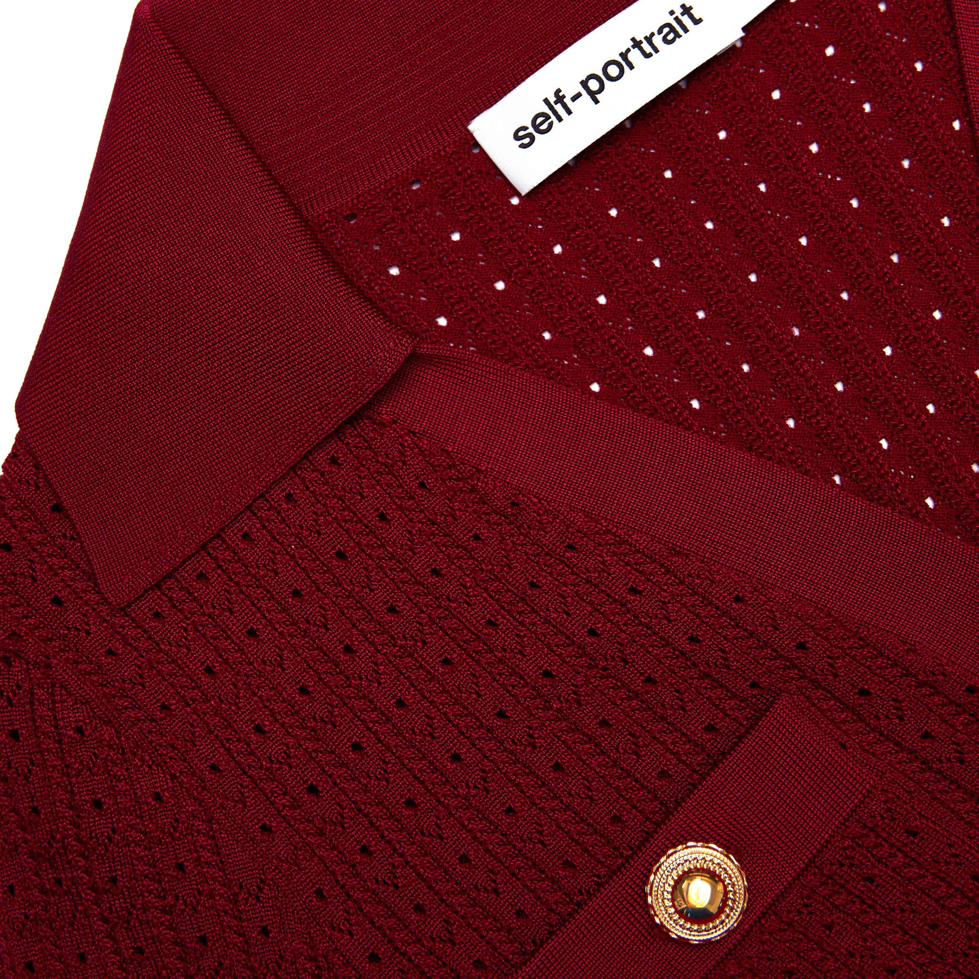 Burgundy Pointelle Knit Mini Dress Self Portrait