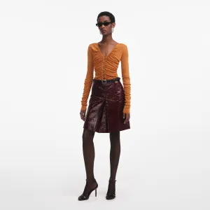 Burnt Orange V Neck Viscose Knit Top Self Portrait