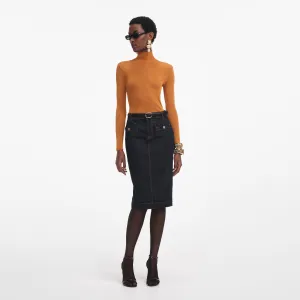 Burnt Orange Viscose Knit Top Self Portrait