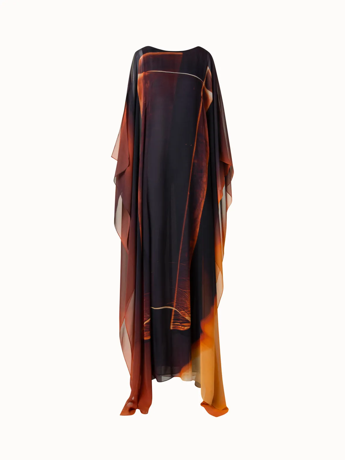 Caftan Silk Gown with Tube Print 