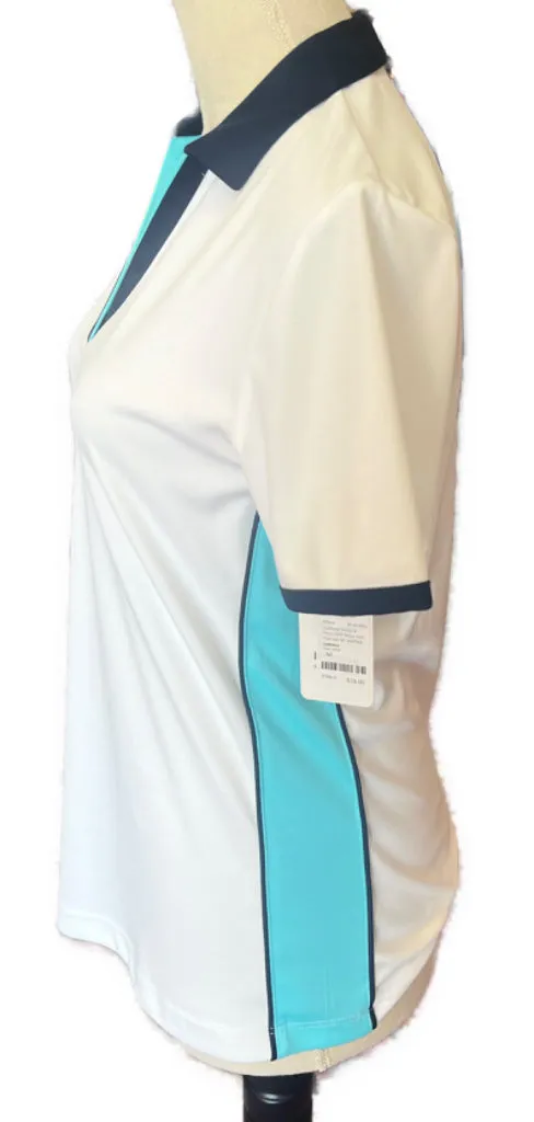 Callaway White & Navy Color Block Golf Polo Size M. MSP$68