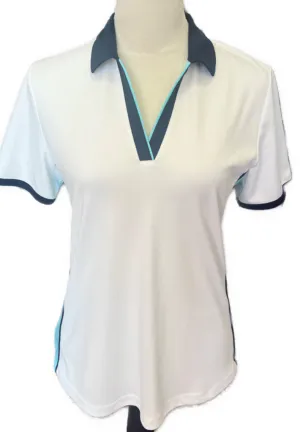 Callaway White & Navy Color Block Golf Polo Size M. MSP$68