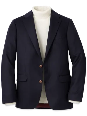 Cashmere Single Breasted Notch Lapel Sport Coat - Navy
