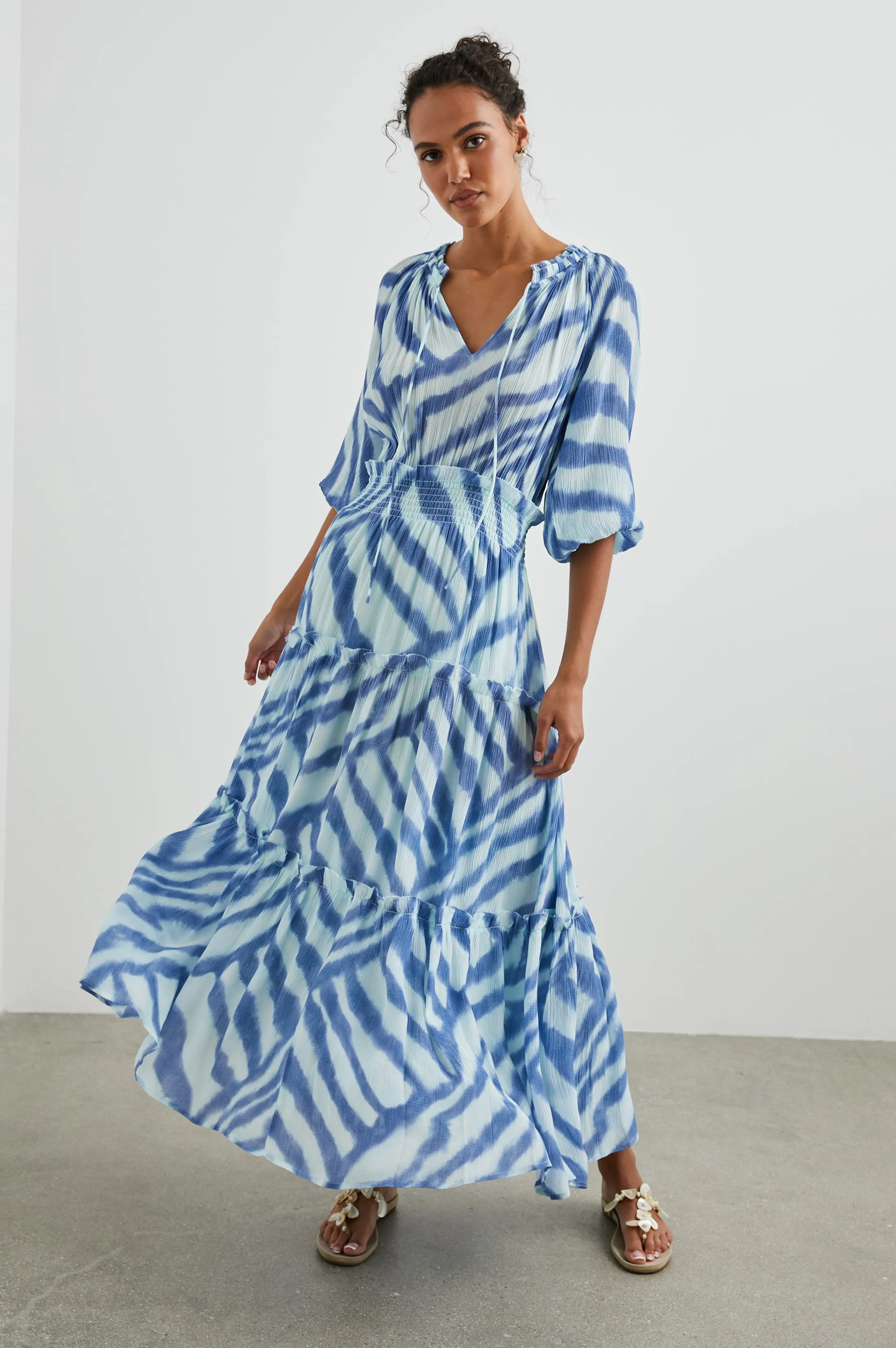 CATERINE DRESS - BLUE WATERCOLOR STRIPES Rails