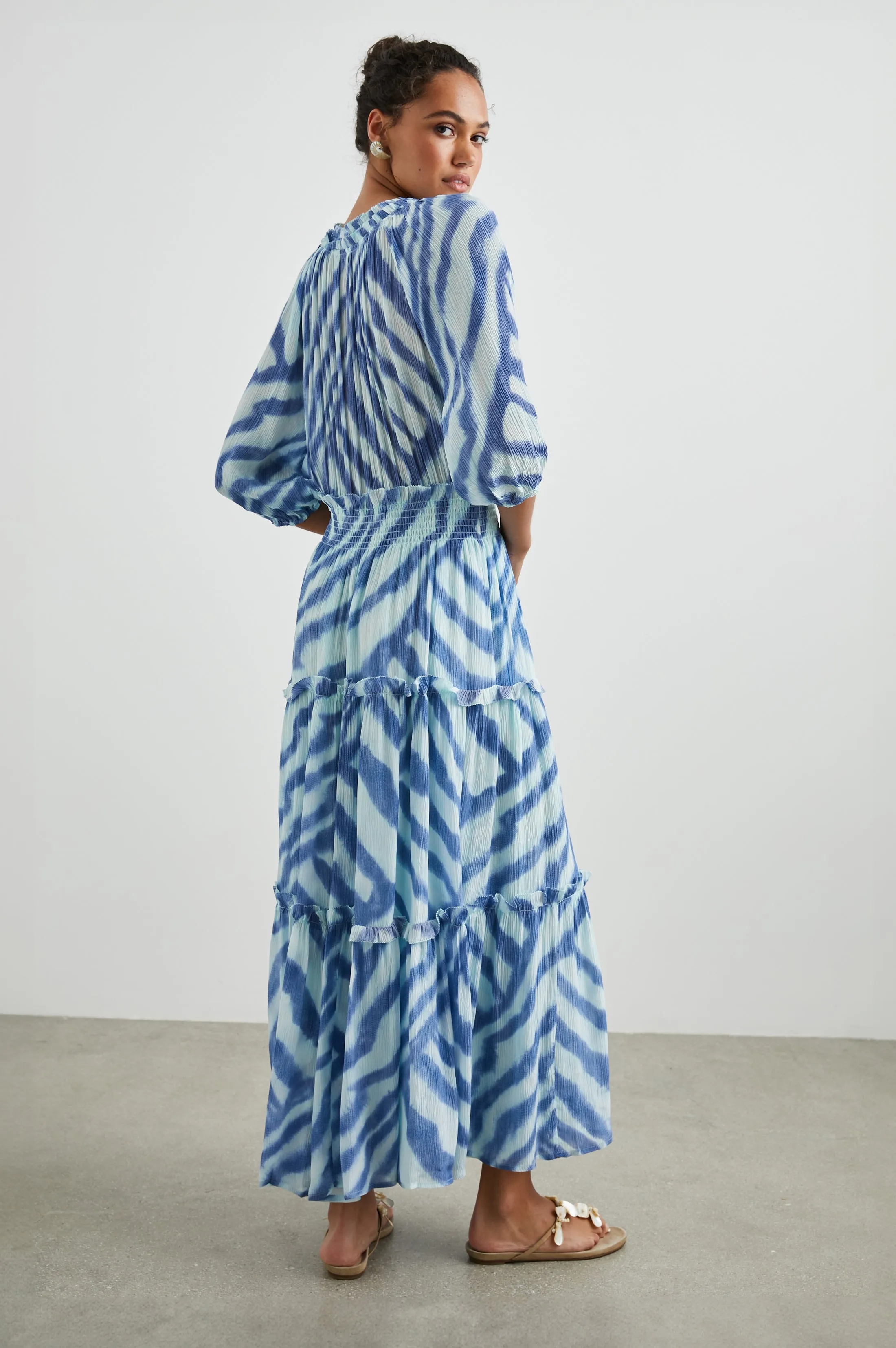 CATERINE DRESS - BLUE WATERCOLOR STRIPES Rails