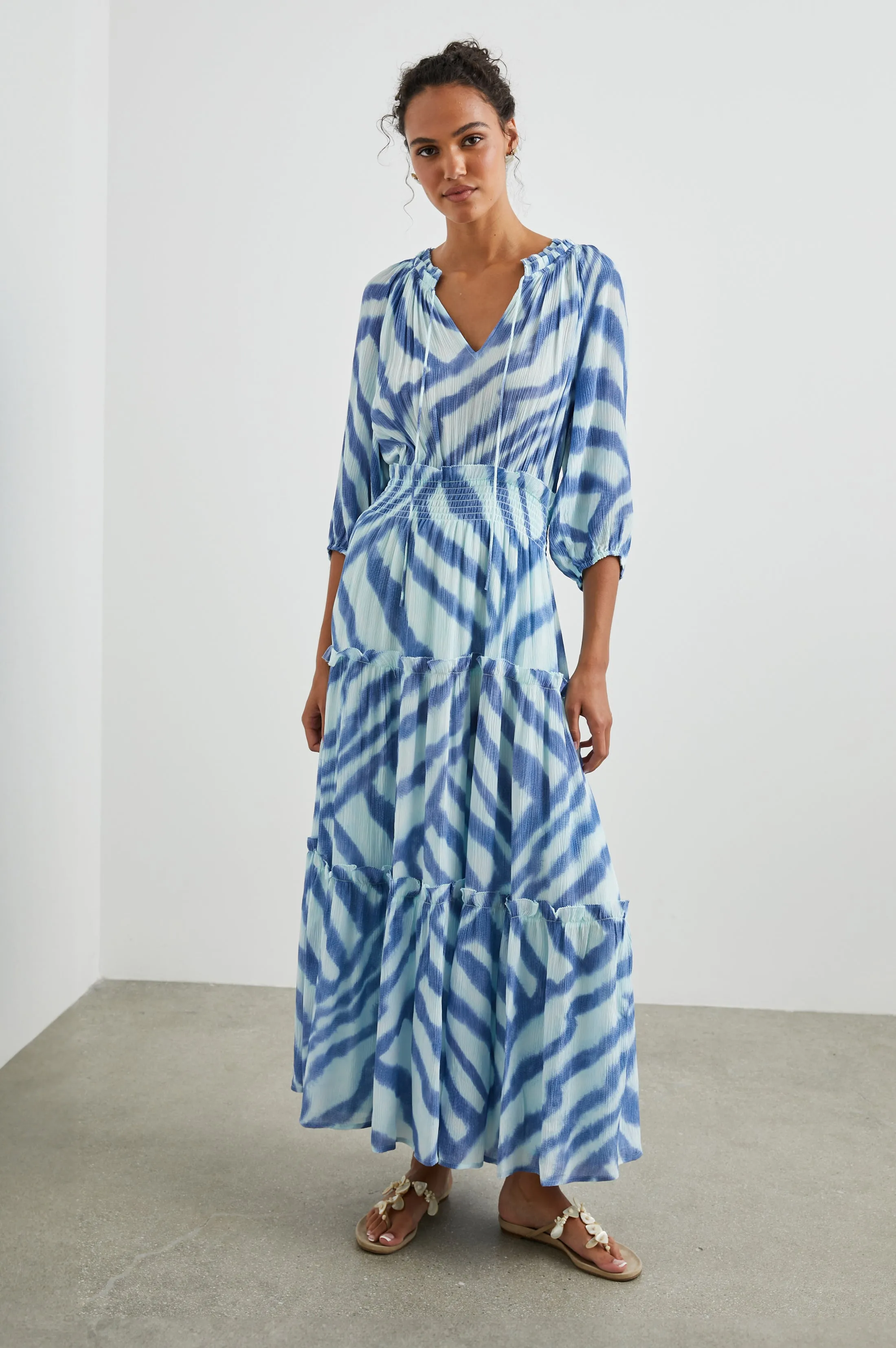 CATERINE DRESS - BLUE WATERCOLOR STRIPES Rails