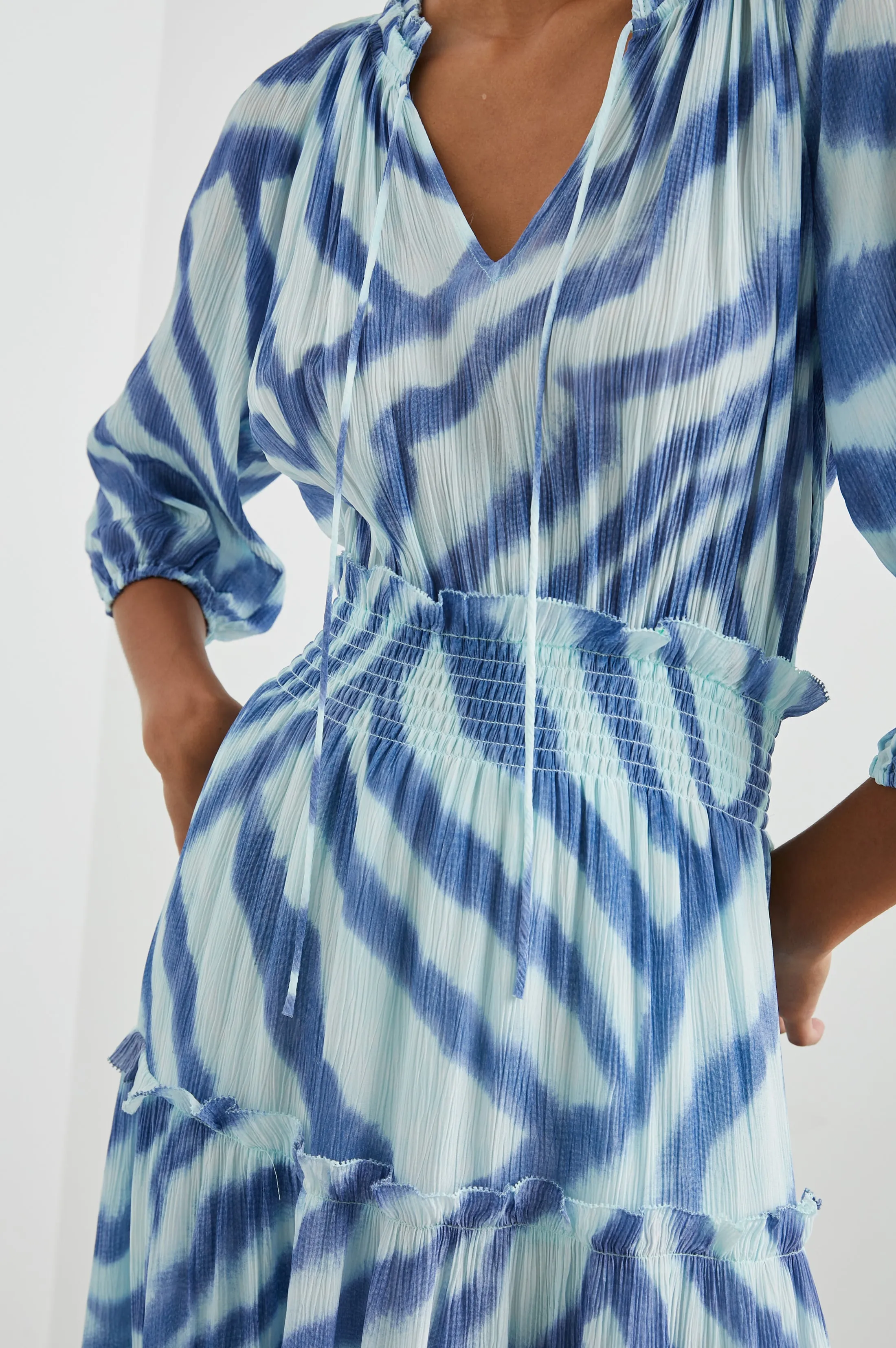 CATERINE DRESS - BLUE WATERCOLOR STRIPES Rails
