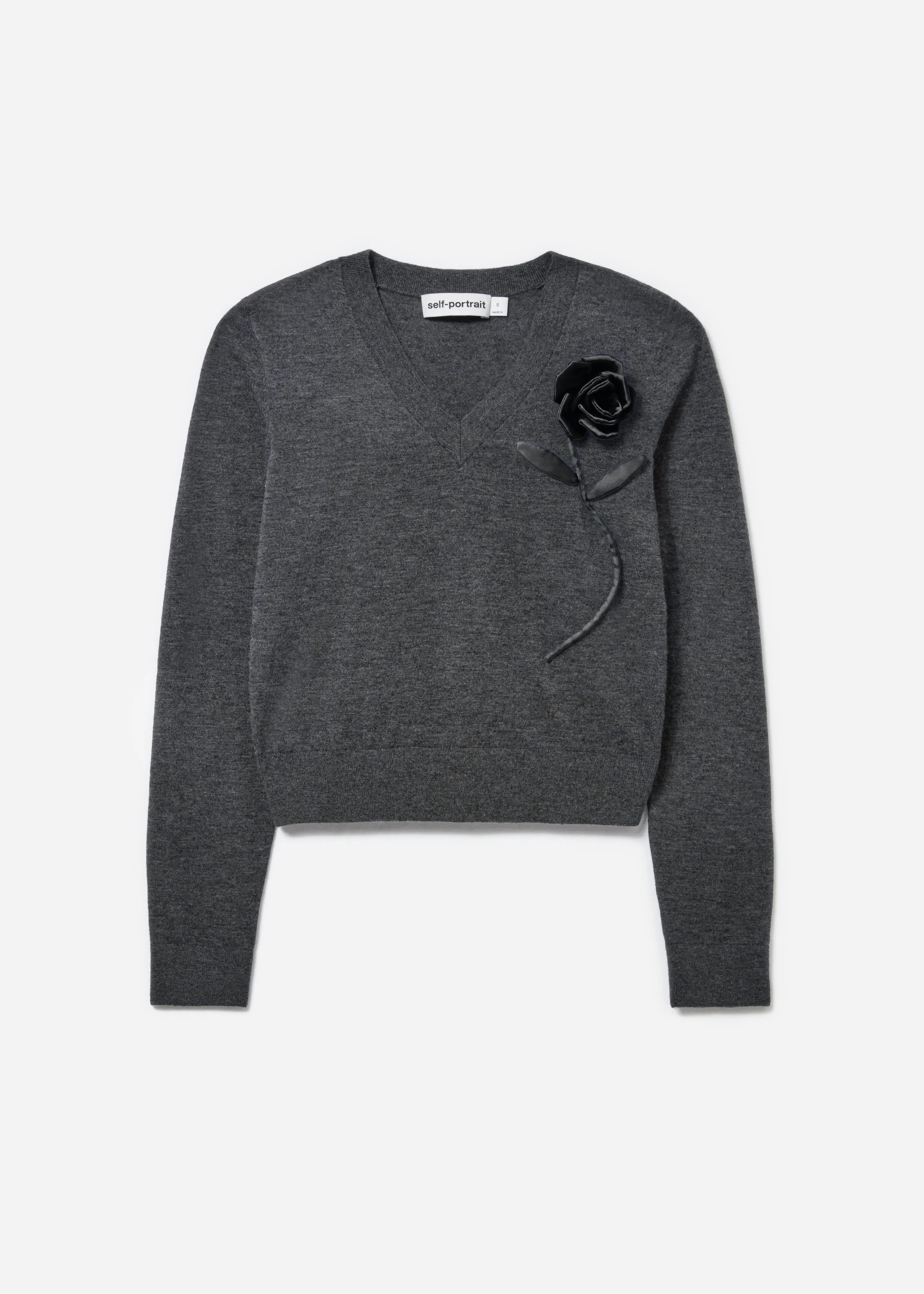 Charcoal Black Rose Jumper Self Portrait
