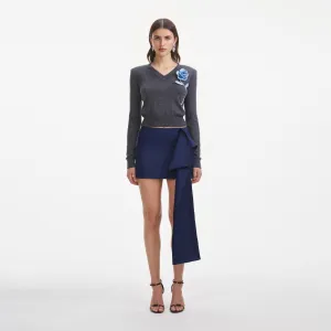 Charcoal Blue Rose Lightweight Jumper Self Portrait