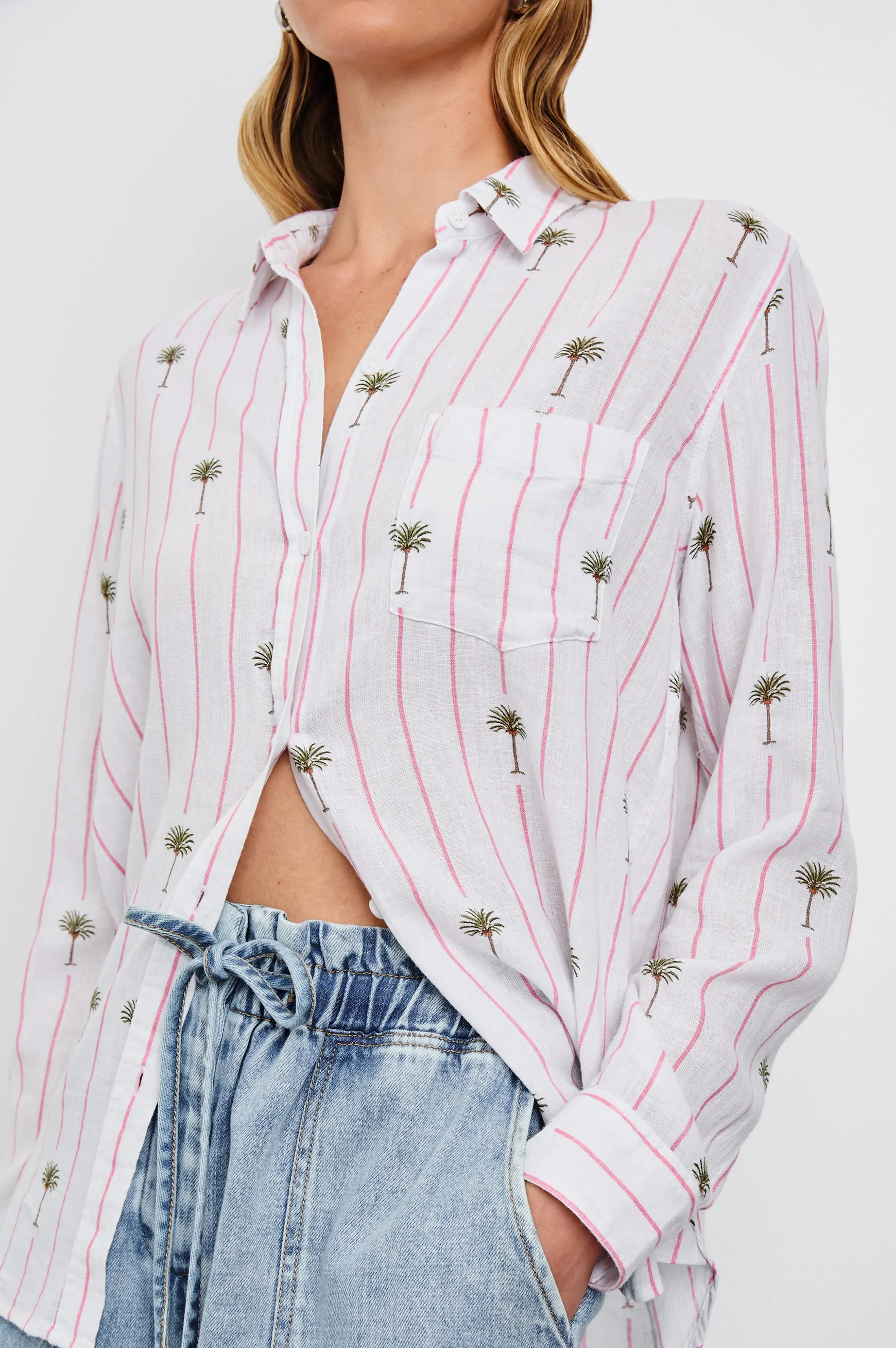 CHARLI SHIRT - PINK PALM STRIPE Rails