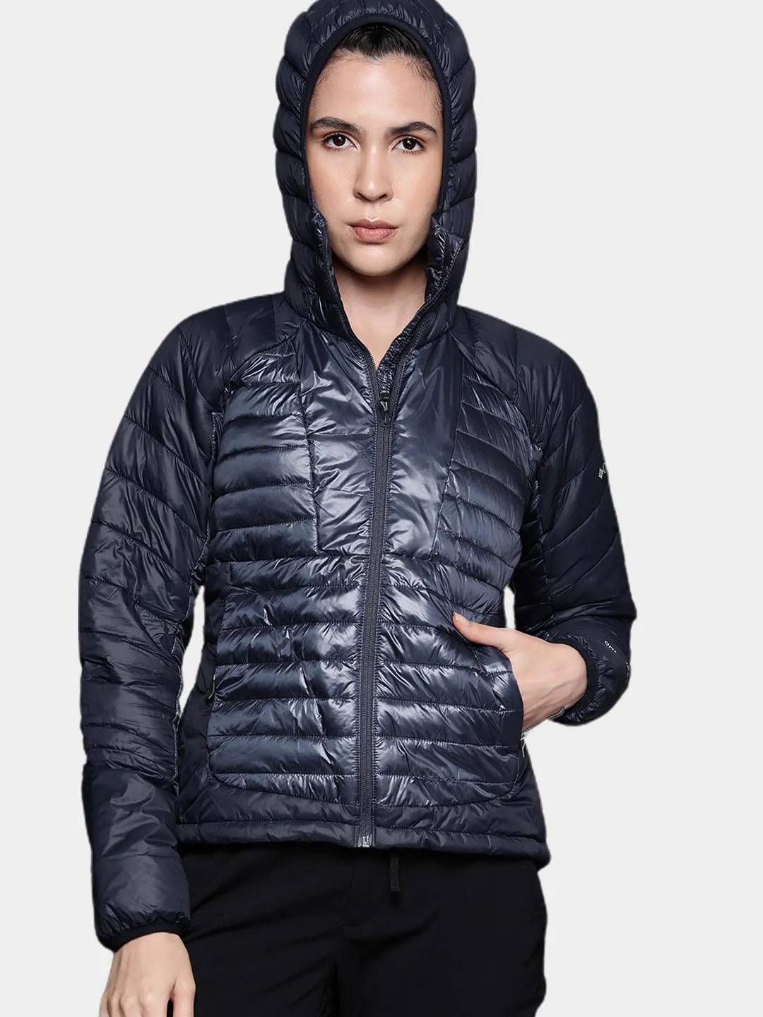 Columbia Women Blue Omni-Heat Infinity Labyrinth Loop Hooded Jacket