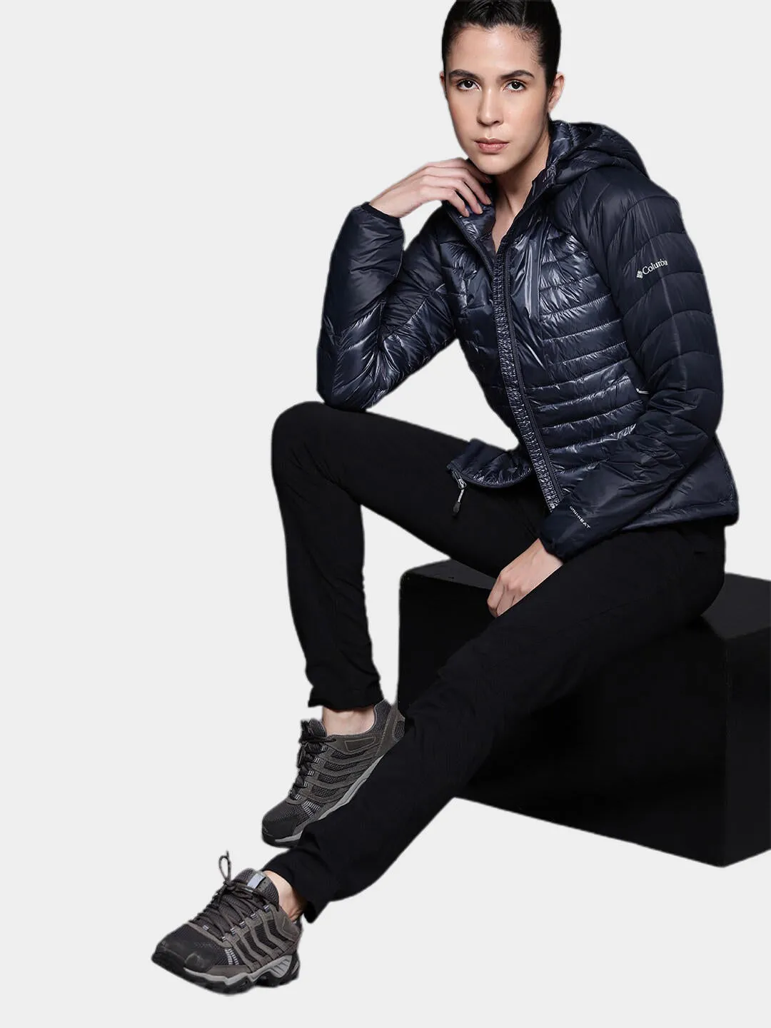 Columbia Women Blue Omni-Heat Infinity Labyrinth Loop Hooded Jacket