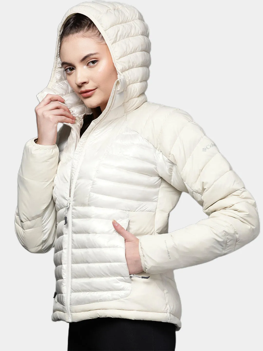 Columbia Women White Omni-Heat Infinity Labyrinth Loop Hooded Jacket
