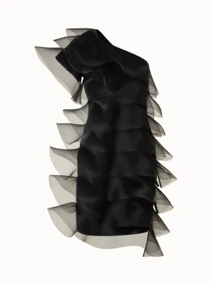 Cotton Silk Cocktail Dress with Waves 