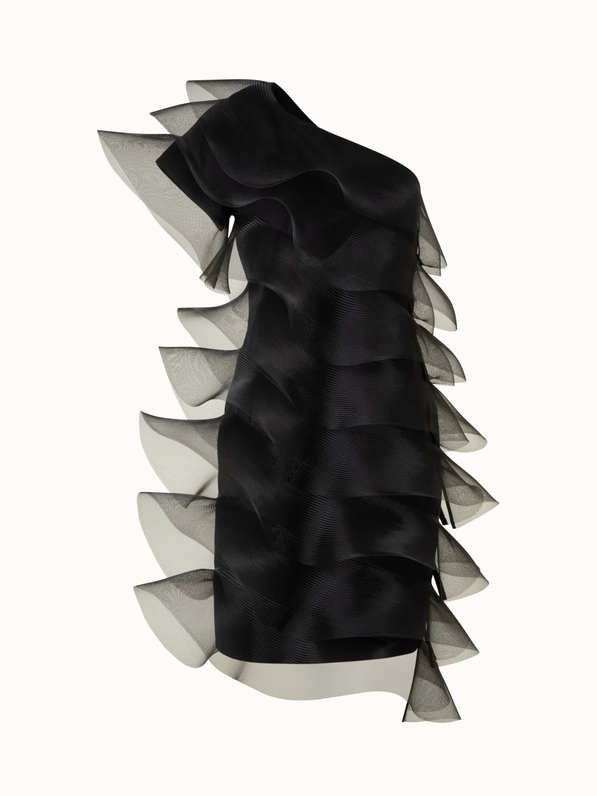Cotton Silk Cocktail Dress with Waves 