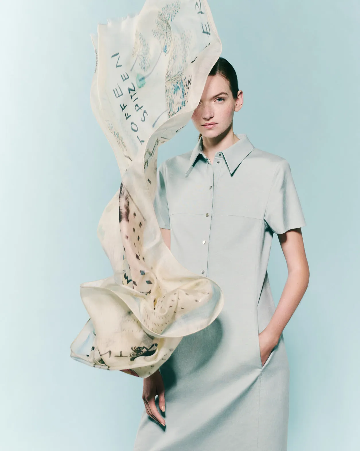 Cotton Silk Double-Face Polo Shirt Dress 